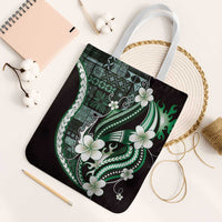 Samoa Siapo Tribal Pattern Tote Bag Forest Green Polynesian Plumeria Tapa Motif LT9 White Strap One Size Green - Polynesian Pride