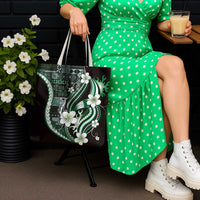 Samoa Siapo Tribal Pattern Tote Bag Forest Green Polynesian Plumeria Tapa Motif LT9 - Polynesian Pride
