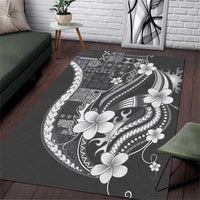 Samoa Siapo Tribal Pattern Area Rug Light Gray Polynesian Plumeria Tapa Motif LT9 Gray - Polynesian Pride