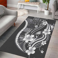 Samoa Siapo Tribal Pattern Area Rug Light Gray Polynesian Plumeria Tapa Motif LT9 - Polynesian Pride