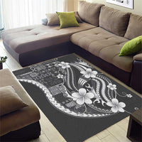 Samoa Siapo Tribal Pattern Area Rug Light Gray Polynesian Plumeria Tapa Motif LT9 - Polynesian Pride