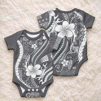 Samoa Siapo Tribal Pattern Baby Onesie Light Gray Polynesian Plumeria Tapa Motif LT9 - Polynesian Pride