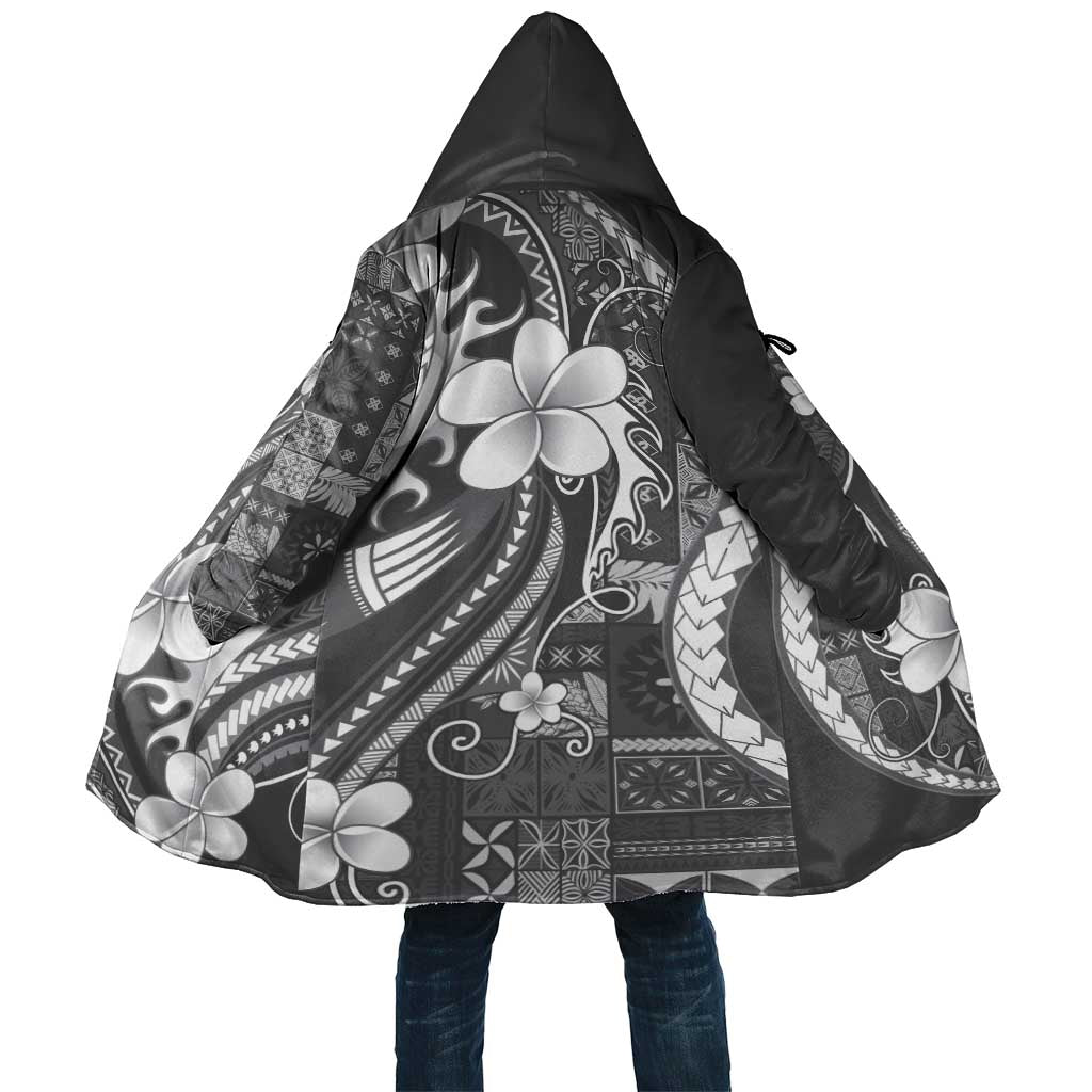 Samoa Siapo Tribal Pattern Cloak Light Gray Polynesian Plumeria Tapa Motif LT9 Unisex Gray - Polynesian Pride