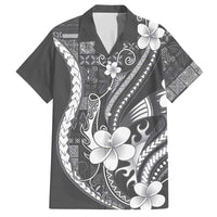 Samoa Siapo Tribal Pattern Hawaiian Shirt Light Gray Polynesian Plumeria Tapa Motif LT9 Gray - Polynesian Pride