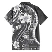Samoa Siapo Tribal Pattern Hawaiian Shirt Light Gray Polynesian Plumeria Tapa Motif LT9 - Polynesian Pride