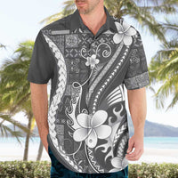 Samoa Siapo Tribal Pattern Hawaiian Shirt Light Gray Polynesian Plumeria Tapa Motif LT9 - Polynesian Pride