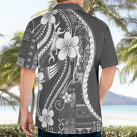 Samoa Siapo Tribal Pattern Hawaiian Shirt Light Gray Polynesian Plumeria Tapa Motif LT9 - Polynesian Pride