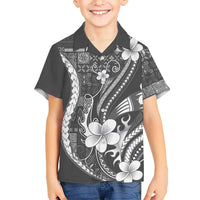 Samoa Siapo Tribal Pattern Hawaiian Shirt Light Gray Polynesian Plumeria Tapa Motif LT9 - Polynesian Pride