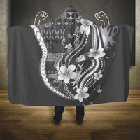 Samoa Siapo Tribal Pattern Hooded Blanket Light Gray Polynesian Plumeria Tapa Motif LT9 - Polynesian Pride