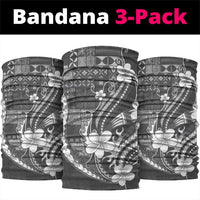 Samoa Siapo Tribal Pattern Neck Gaiter Light Gray Polynesian Plumeria Tapa Motif LT9 package One Size: 25*50cm Gray - Polynesian Pride