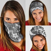 Samoa Siapo Tribal Pattern Neck Gaiter Light Gray Polynesian Plumeria Tapa Motif LT9 - Polynesian Pride