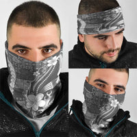 Samoa Siapo Tribal Pattern Neck Gaiter Light Gray Polynesian Plumeria Tapa Motif LT9 - Polynesian Pride