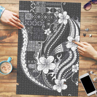 Samoa Siapo Tribal Pattern Puzzle Light Gray Polynesian Plumeria Tapa Motif LT9 Gray - Polynesian Pride