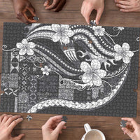Samoa Siapo Tribal Pattern Puzzle Light Gray Polynesian Plumeria Tapa Motif LT9 - Polynesian Pride