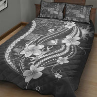 Samoa Siapo Tribal Pattern Quilt Bed Set Light Gray Polynesian Plumeria Tapa Motif LT9 - Polynesian Pride