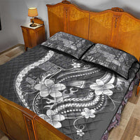 Samoa Siapo Tribal Pattern Quilt Bed Set Light Gray Polynesian Plumeria Tapa Motif LT9 - Polynesian Pride