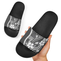 Samoa Siapo Tribal Pattern Slide Sandals Light Gray Polynesian Plumeria Tapa Motif LT9 - Polynesian Pride