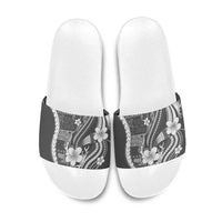 Samoa Siapo Tribal Pattern Slide Sandals Light Gray Polynesian Plumeria Tapa Motif LT9 Gray - Polynesian Pride