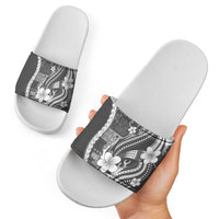 Samoa Siapo Tribal Pattern Slide Sandals Light Gray Polynesian Plumeria Tapa Motif LT9 - Polynesian Pride
