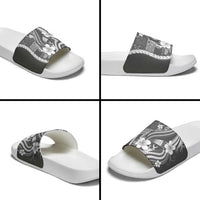Samoa Siapo Tribal Pattern Slide Sandals Light Gray Polynesian Plumeria Tapa Motif LT9 - Polynesian Pride