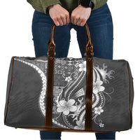 Samoa Siapo Tribal Pattern Travel Bag Light Gray Polynesian Plumeria Tapa Motif LT9 Gray - Polynesian Pride