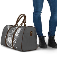 Samoa Siapo Tribal Pattern Travel Bag Light Gray Polynesian Plumeria Tapa Motif LT9 - Polynesian Pride