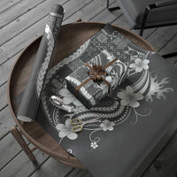 Samoa Siapo Tribal Pattern Wrapping Paper Light Gray Polynesian Plumeria Tapa Motif LT9 - Polynesian Pride