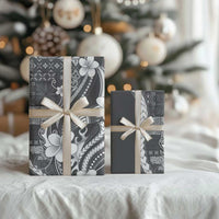 Samoa Siapo Tribal Pattern Wrapping Paper Light Gray Polynesian Plumeria Tapa Motif LT9 - Polynesian Pride