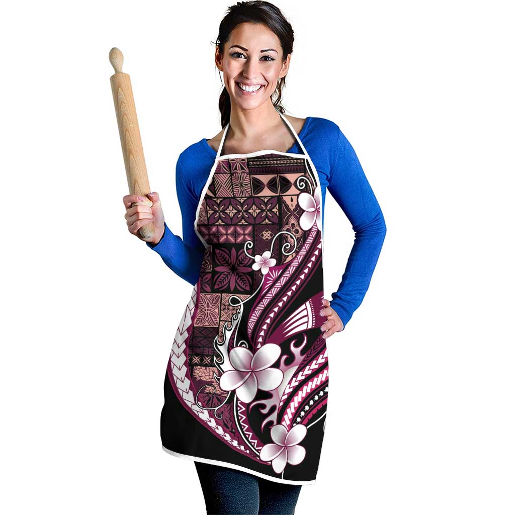 Samoa Siapo Tribal Pattern Apron Violet Polynesian Plumeria Tapa Motif LT9 - Polynesian Pride