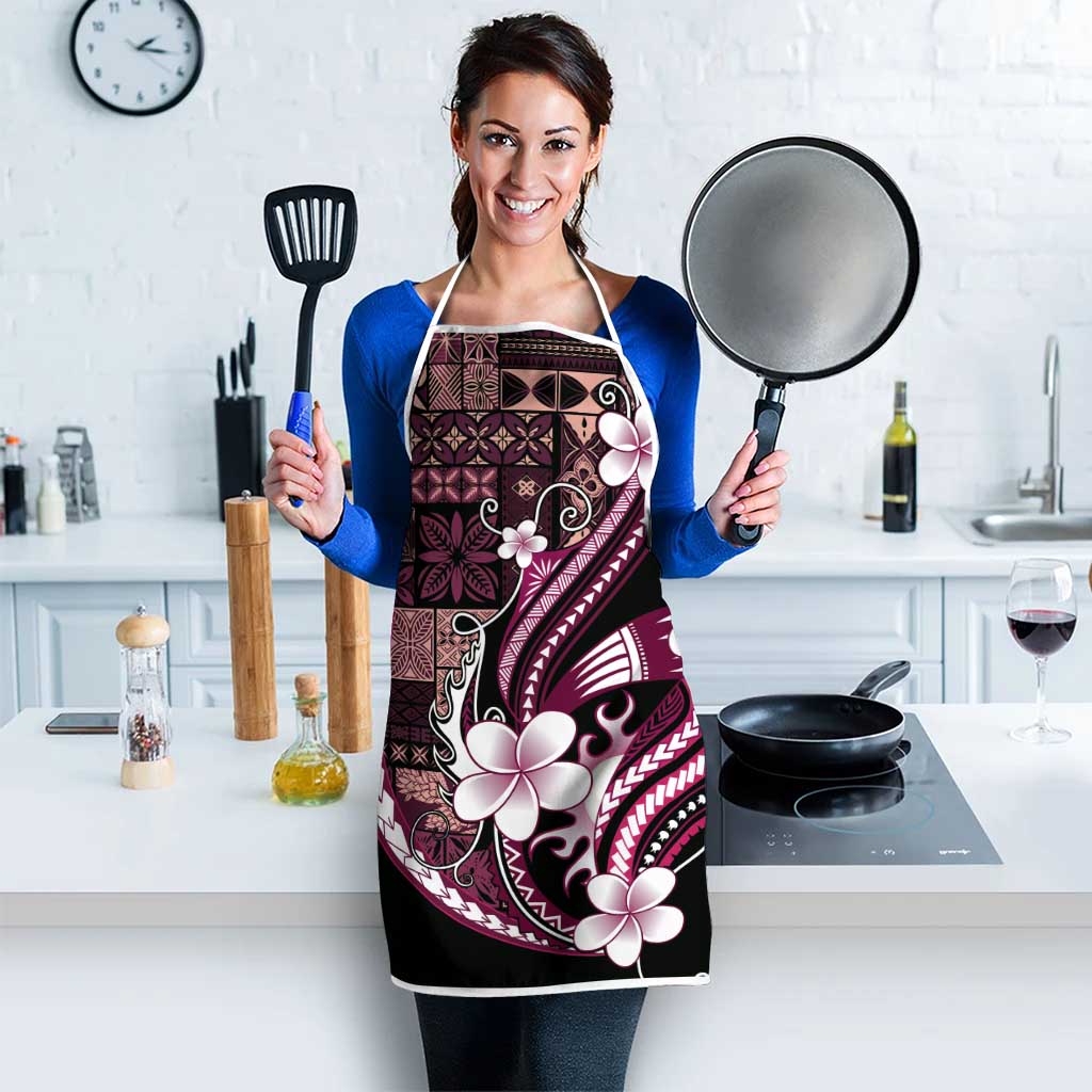 Samoa Siapo Tribal Pattern Apron Violet Polynesian Plumeria Tapa Motif LT9 - Polynesian Pride
