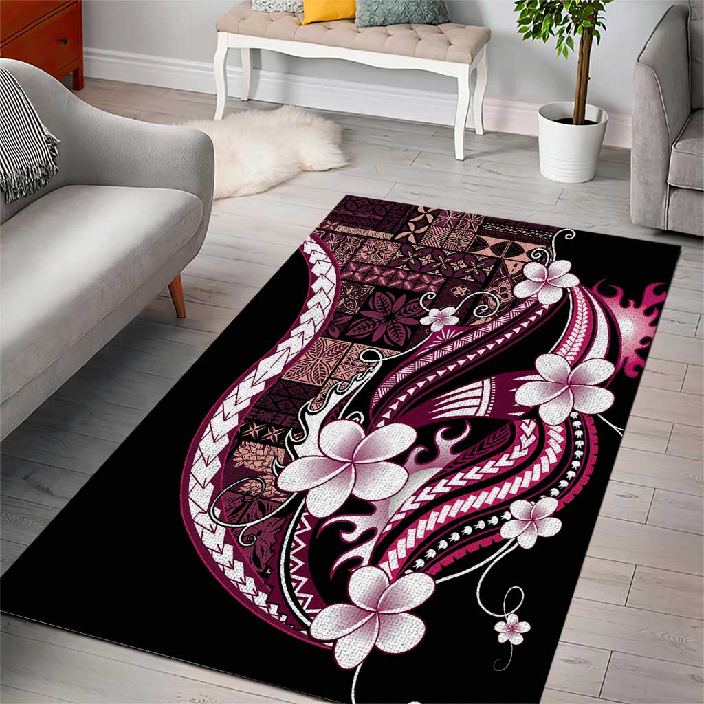 Samoa Siapo Tribal Pattern Area Rug Violet Polynesian Plumeria Tapa Motif LT9 - Polynesian Pride