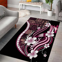 Samoa Siapo Tribal Pattern Area Rug Violet Polynesian Plumeria Tapa Motif LT9 - Polynesian Pride