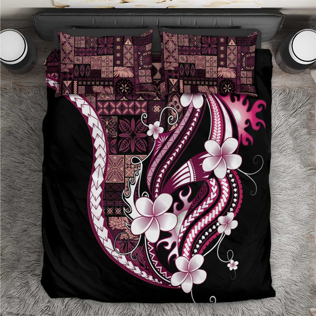 Samoa Siapo Tribal Pattern Bedding Set Violet Polynesian Plumeria Tapa Motif LT9 Violet - Polynesian Pride