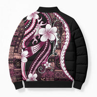 Samoa Siapo Tribal Pattern Bomber Puffer Jacket Violet Polynesian Plumeria Tapa Motif LT9 - Polynesian Pride