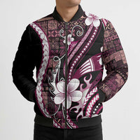 Samoa Siapo Tribal Pattern Bomber Puffer Jacket Violet Polynesian Plumeria Tapa Motif LT9 - Polynesian Pride