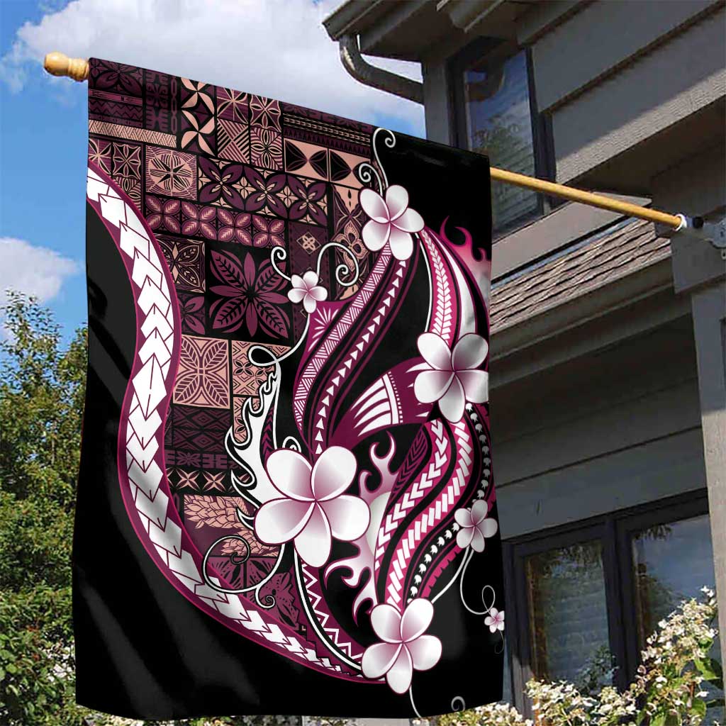 Samoa Siapo Tribal Pattern Garden Flag Violet Polynesian Plumeria Tapa Motif LT9 - Polynesian Pride