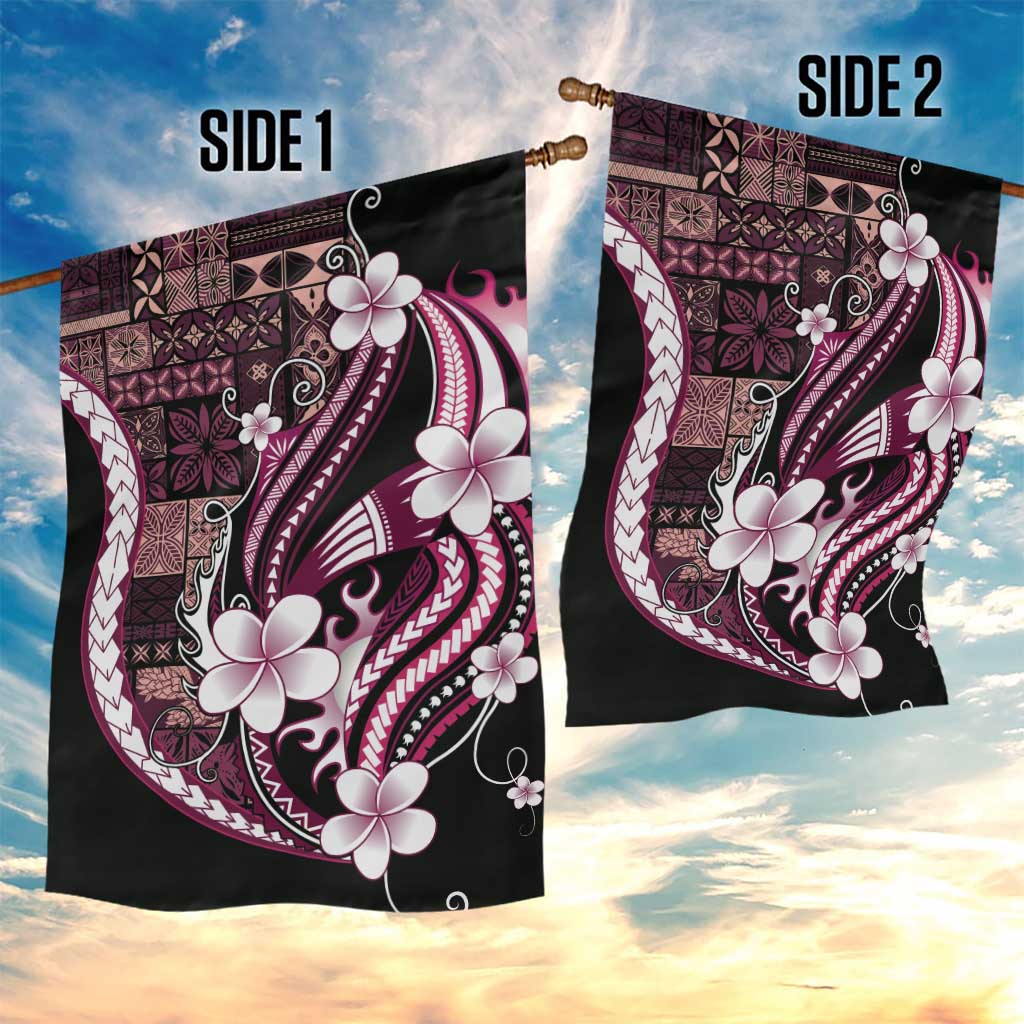 Samoa Siapo Tribal Pattern Garden Flag Violet Polynesian Plumeria Tapa Motif LT9 - Polynesian Pride