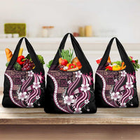 Samoa Siapo Tribal Pattern Grocery Bag Violet Polynesian Plumeria Tapa Motif LT9 3-pack One Size Violet - Polynesian Pride
