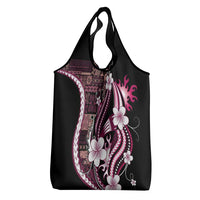 Samoa Siapo Tribal Pattern Grocery Bag Violet Polynesian Plumeria Tapa Motif LT9 - Polynesian Pride