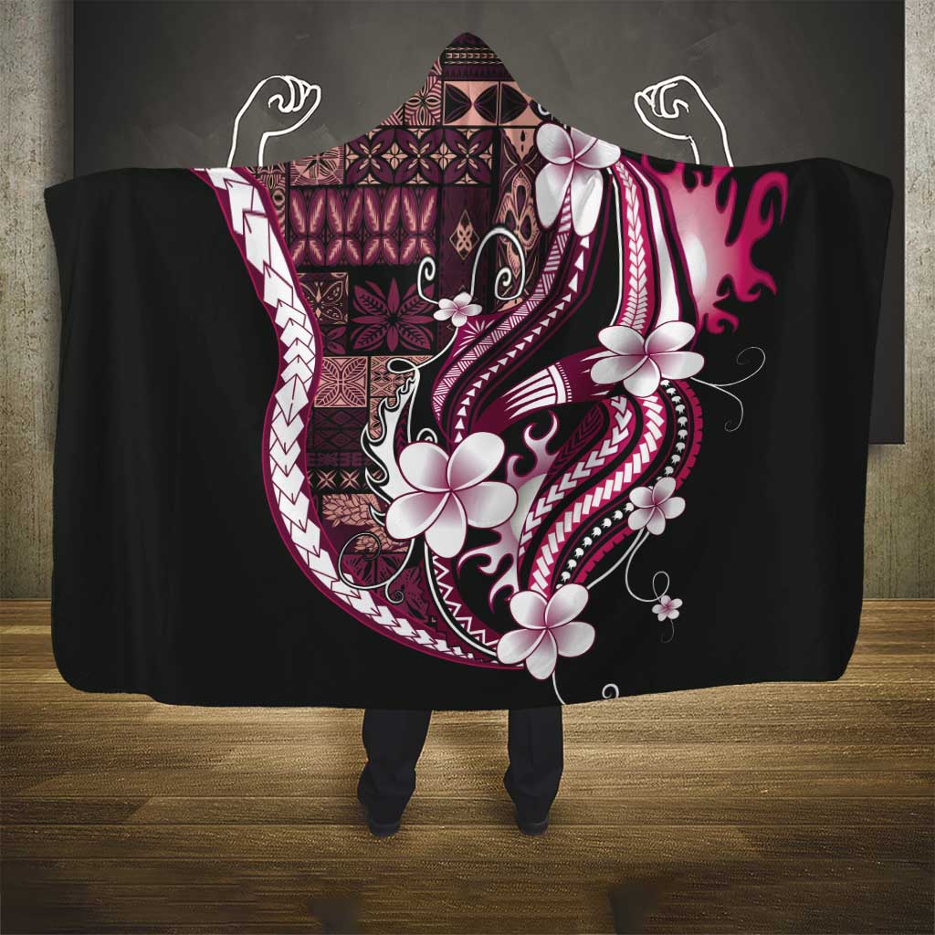 Samoa Siapo Tribal Pattern Hooded Blanket Violet Polynesian Plumeria Tapa Motif LT9 - Polynesian Pride
