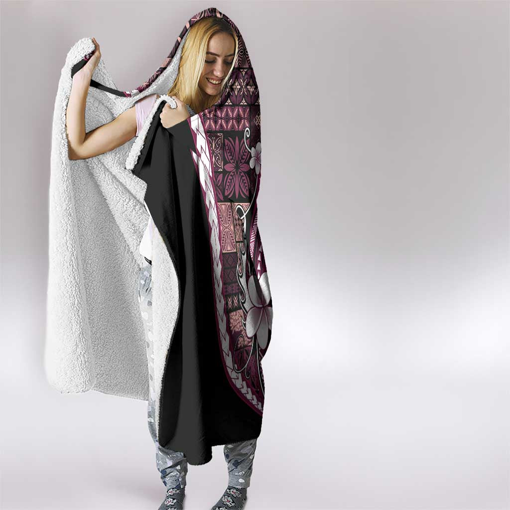 Samoa Siapo Tribal Pattern Hooded Blanket Violet Polynesian Plumeria Tapa Motif LT9 - Polynesian Pride