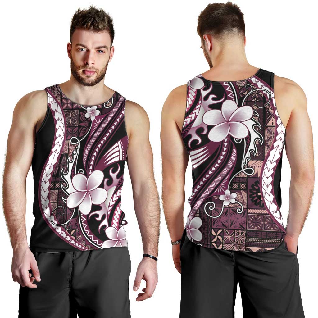 Samoa Siapo Tribal Pattern Men Tank Top Violet Polynesian Plumeria Tapa Motif LT9 - Polynesian Pride