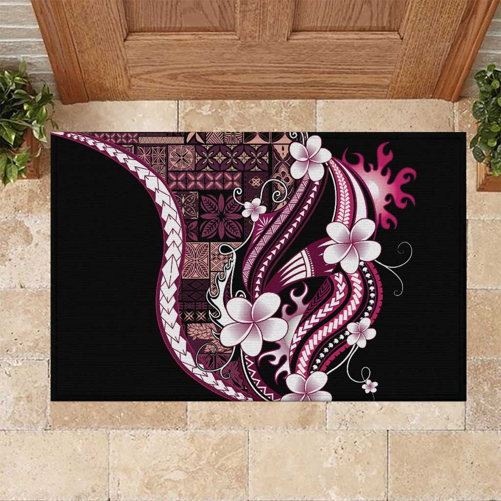Samoa Siapo Tribal Pattern Rubber Doormat Violet Polynesian Plumeria Tapa Motif LT9 Violet - Polynesian Pride