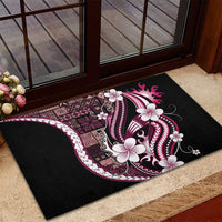 Samoa Siapo Tribal Pattern Rubber Doormat Violet Polynesian Plumeria Tapa Motif LT9 - Polynesian Pride