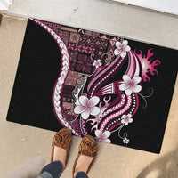 Samoa Siapo Tribal Pattern Rubber Doormat Violet Polynesian Plumeria Tapa Motif LT9 - Polynesian Pride