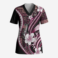 Samoa Siapo Tribal Pattern Scrub Top Violet Polynesian Plumeria Tapa Motif LT9 Adult Violet - Polynesian Pride