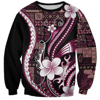 Samoa Siapo Tribal Pattern Sweatshirt Violet Polynesian Plumeria Tapa Motif LT9 Unisex Violet - Polynesian Pride
