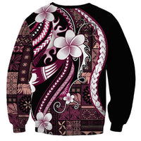 Samoa Siapo Tribal Pattern Sweatshirt Violet Polynesian Plumeria Tapa Motif LT9 - Polynesian Pride