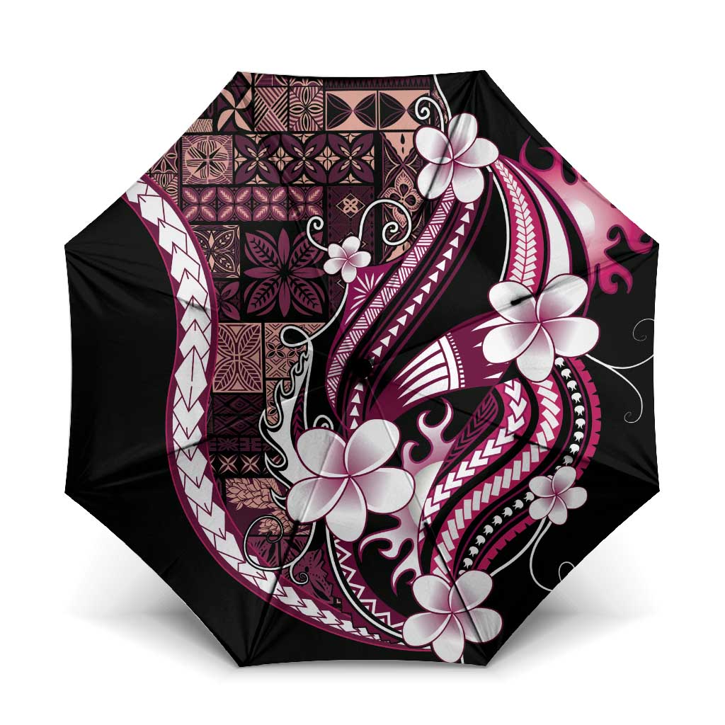 Samoa Siapo Tribal Pattern Umbrella Violet Polynesian Plumeria Tapa Motif LT9 One Size Folded 11.42 inch Opened Diameter 37.4 inch Violet - Polynesian Pride