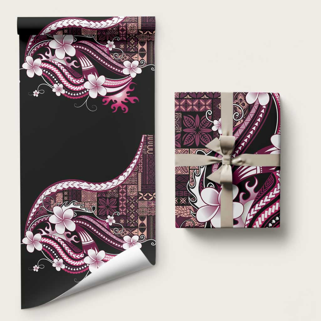 Samoa Siapo Tribal Pattern Wrapping Paper Violet Polynesian Plumeria Tapa Motif LT9 58" × 23" Violet - Polynesian Pride